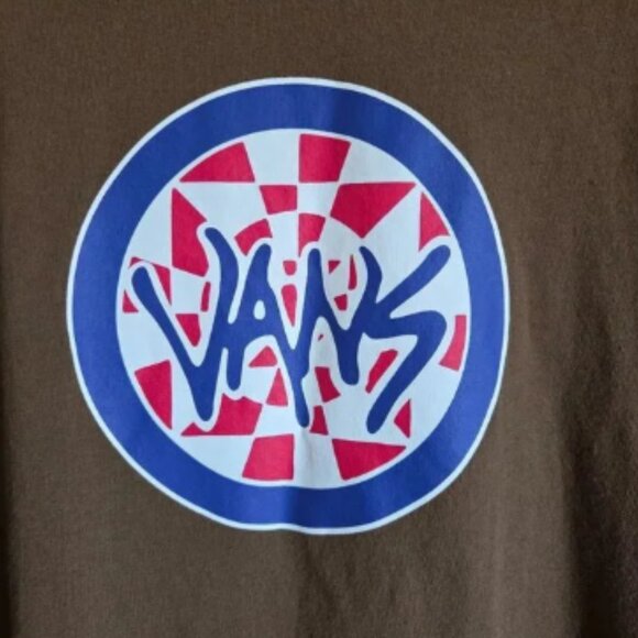 Vans Checker Icon Loose Fit Crew T-Shirt Brown Size Men's M Short Sleeves Cotton - Picture 3 of 4